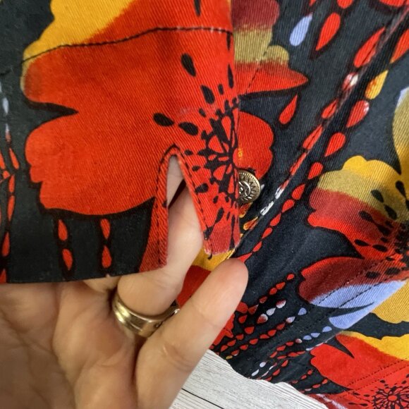 VTG Kaktus Jacket Size XL Wearable Art To Wear Abstract Button Up Red Floral - Picture 8 of 14